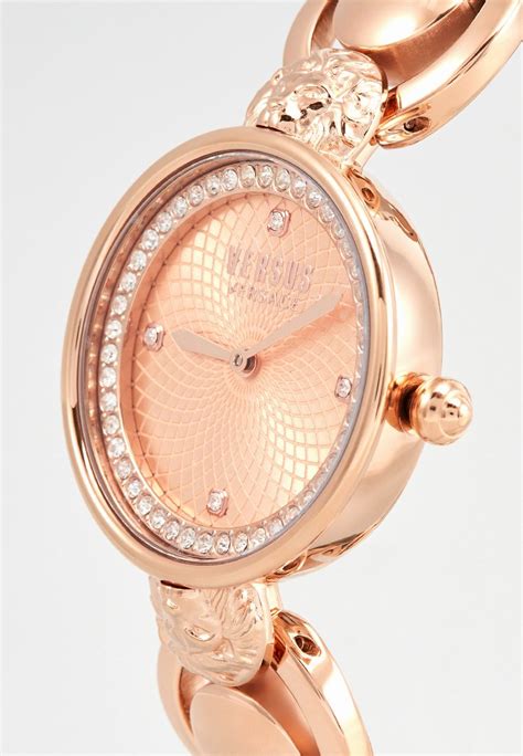 versus versace trocadero rose gold tone leather watch|More.